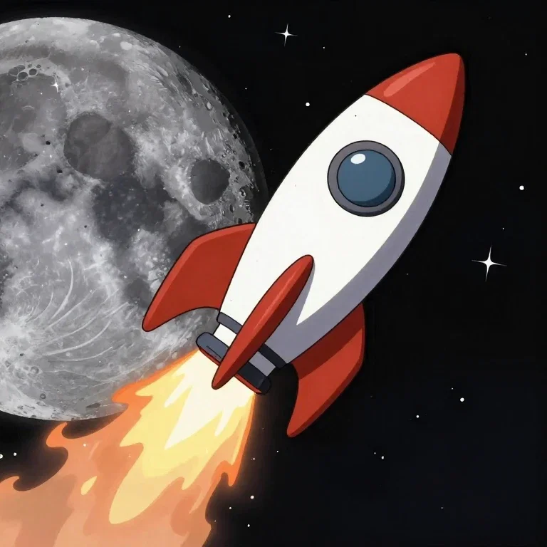 anime rocket on the moon