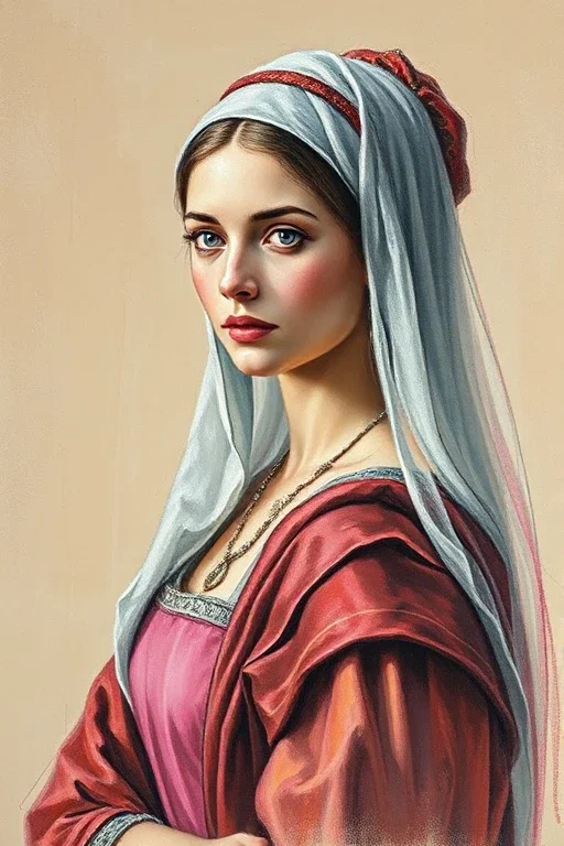 noble lady medieval pastel sketch