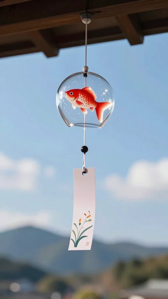 glass wind chime japanese goldfish eaves