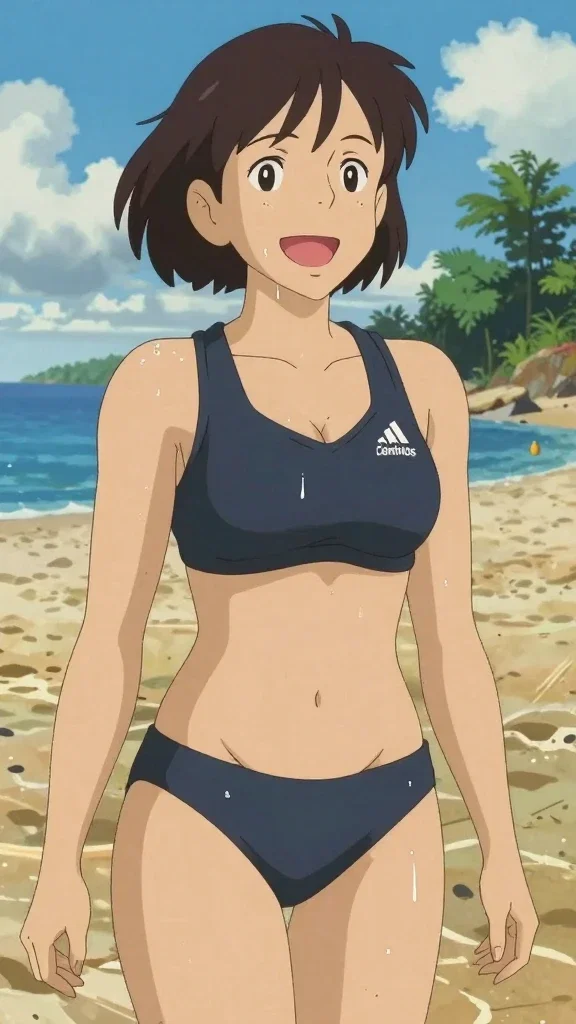 anime girl playing beach volleyball