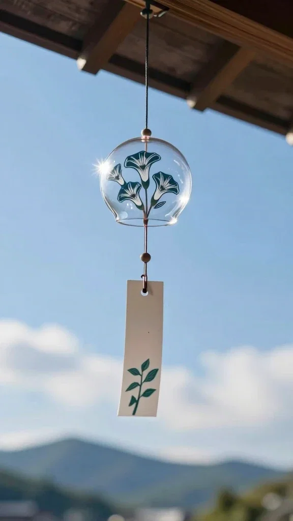 japanese wind chime under eaves