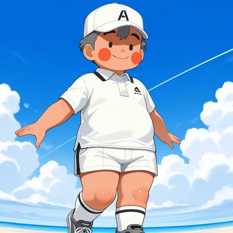 boy doing warm up on beach