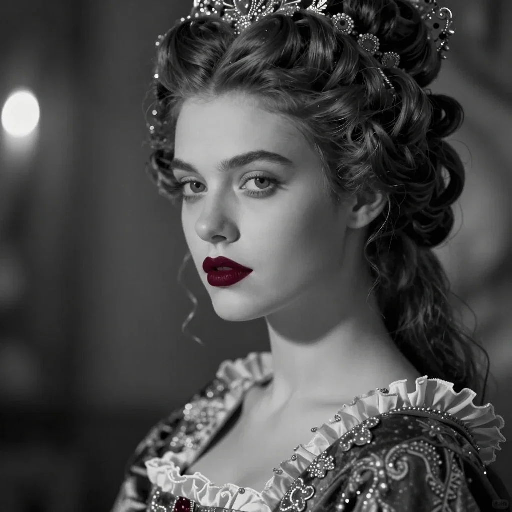 baroque empress portrait black and white