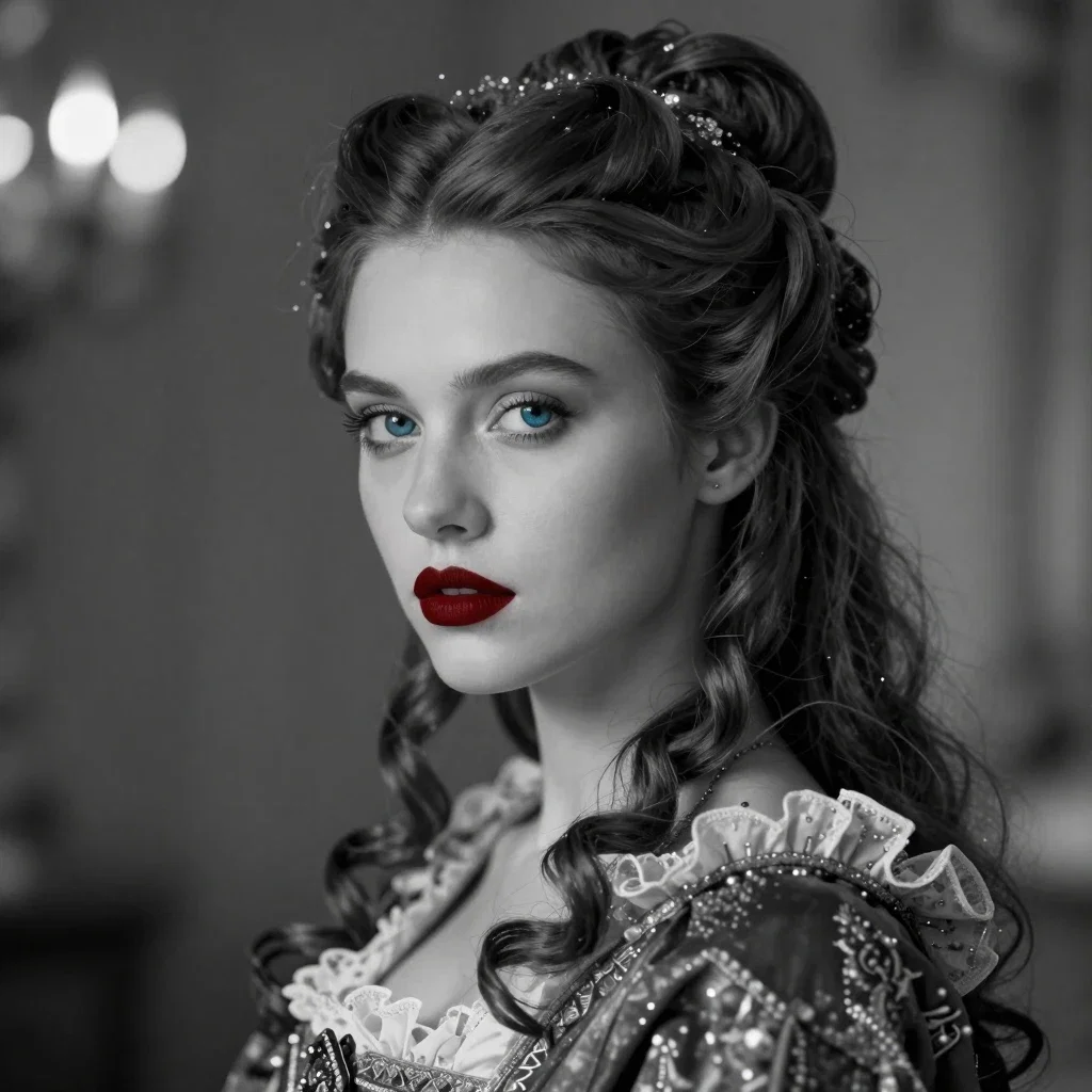 black and white baroque empress portrait