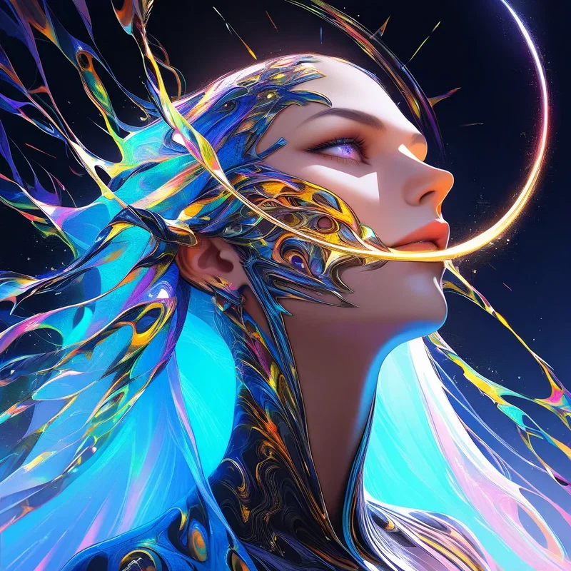 Femme Céleste en Eclats de Couleurs