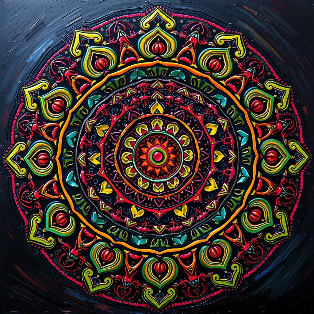 Mandala en Peinture à l'Huile