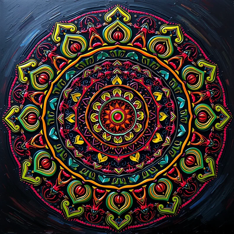 Mandala en Peinture à l'Huile