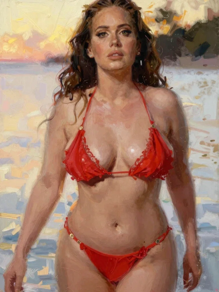 Adele at the beach painting