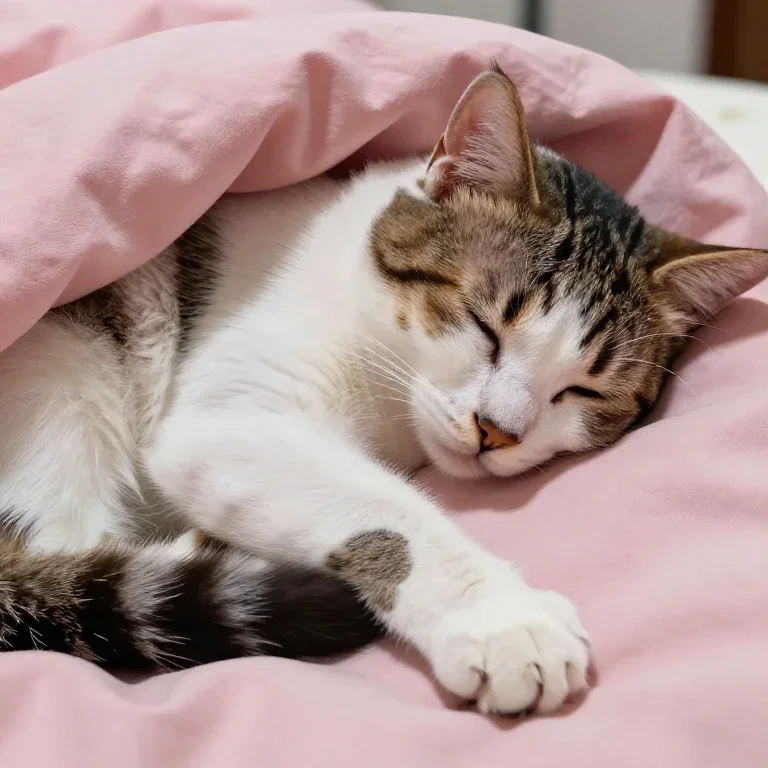 布団の中で眠る猫ちゃん😍