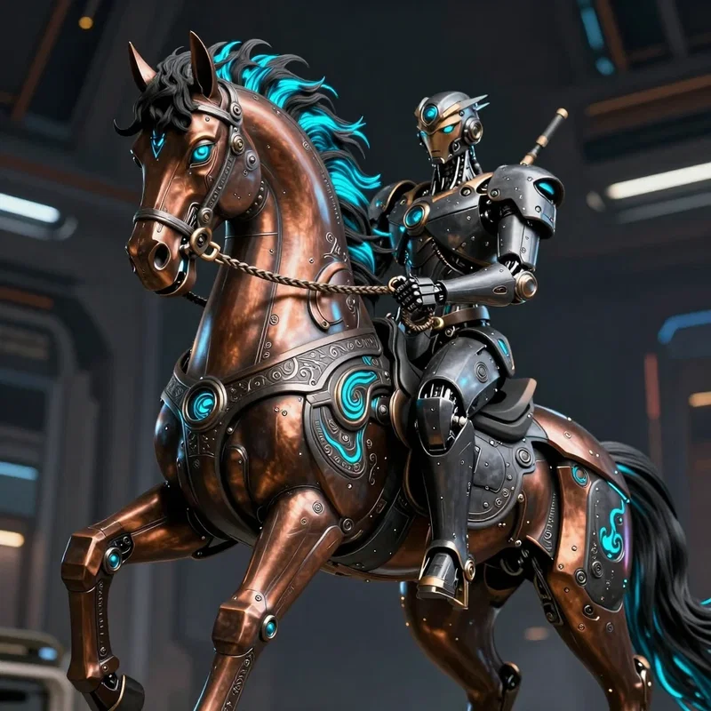 Cheval Mécanique avec sont Cavalier