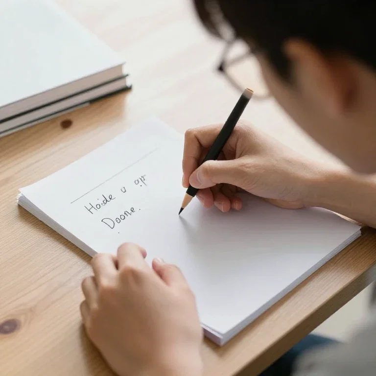 何かを書いている人