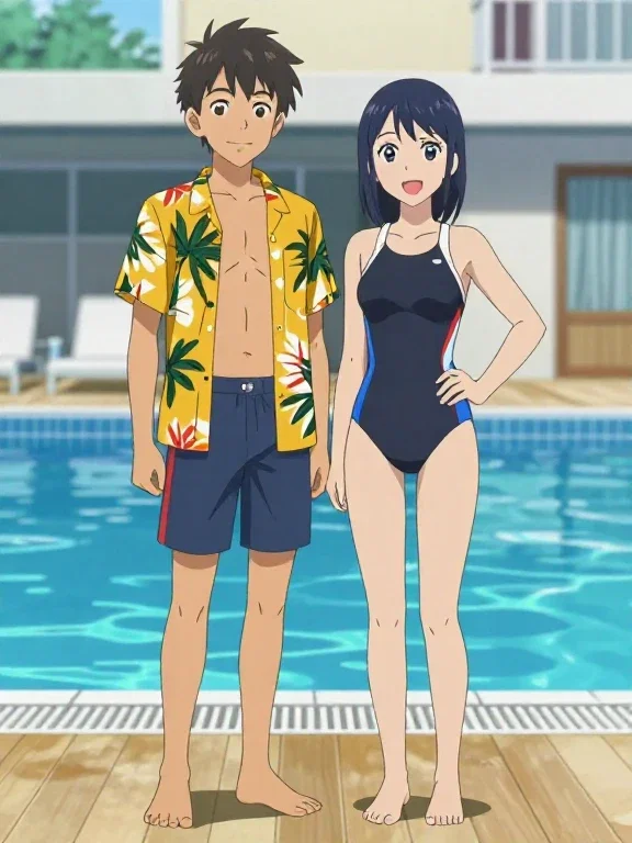 幼なじみとプール