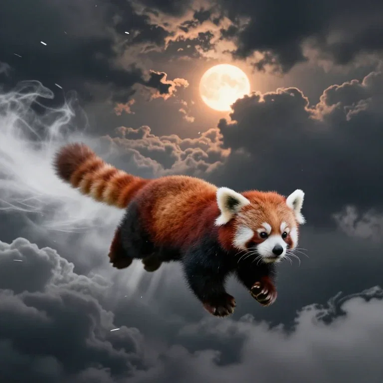 Panda roux dans la tempête