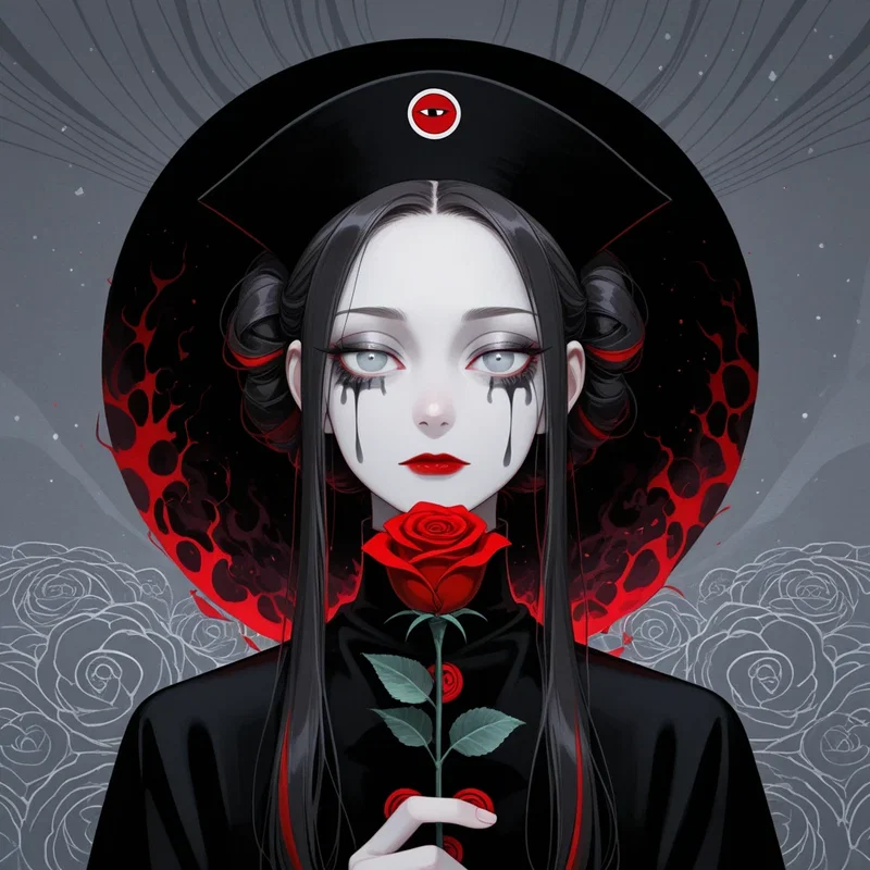 Magicienne Noire à la Rose