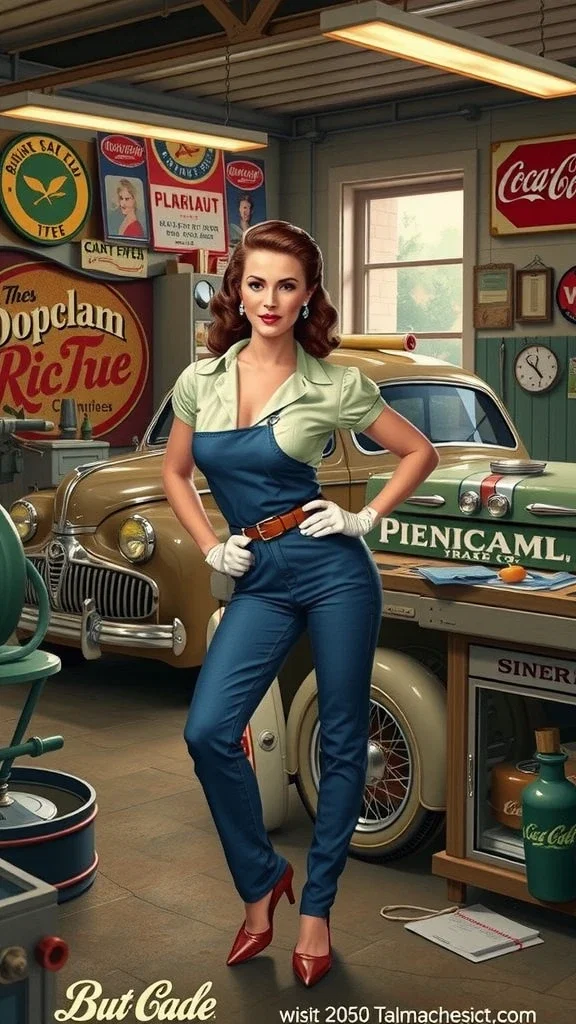 Jolie Passionnée de Voiture dans son garage