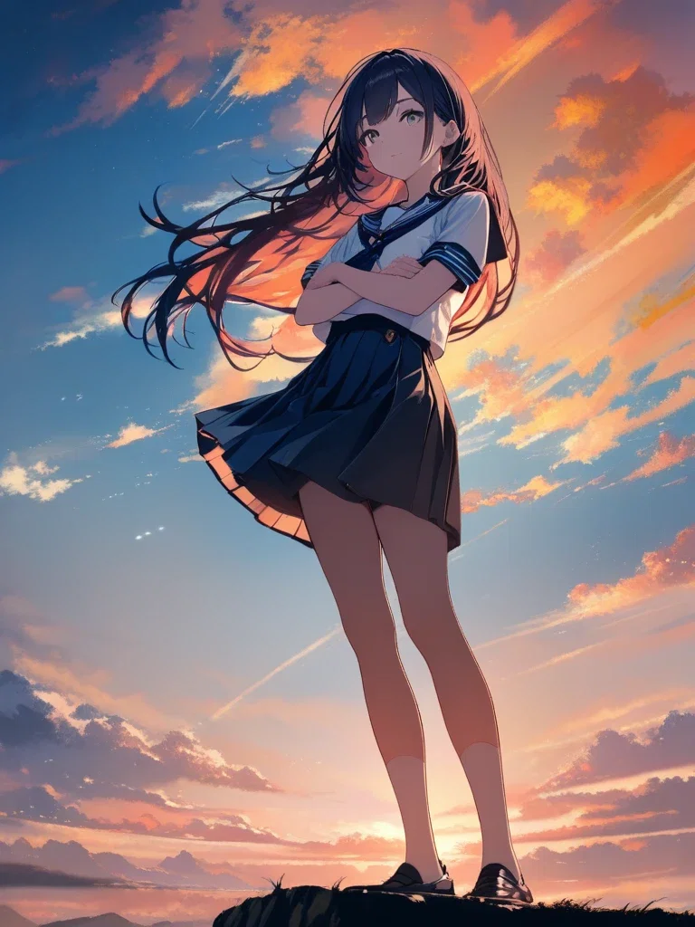 崖に立つ少女