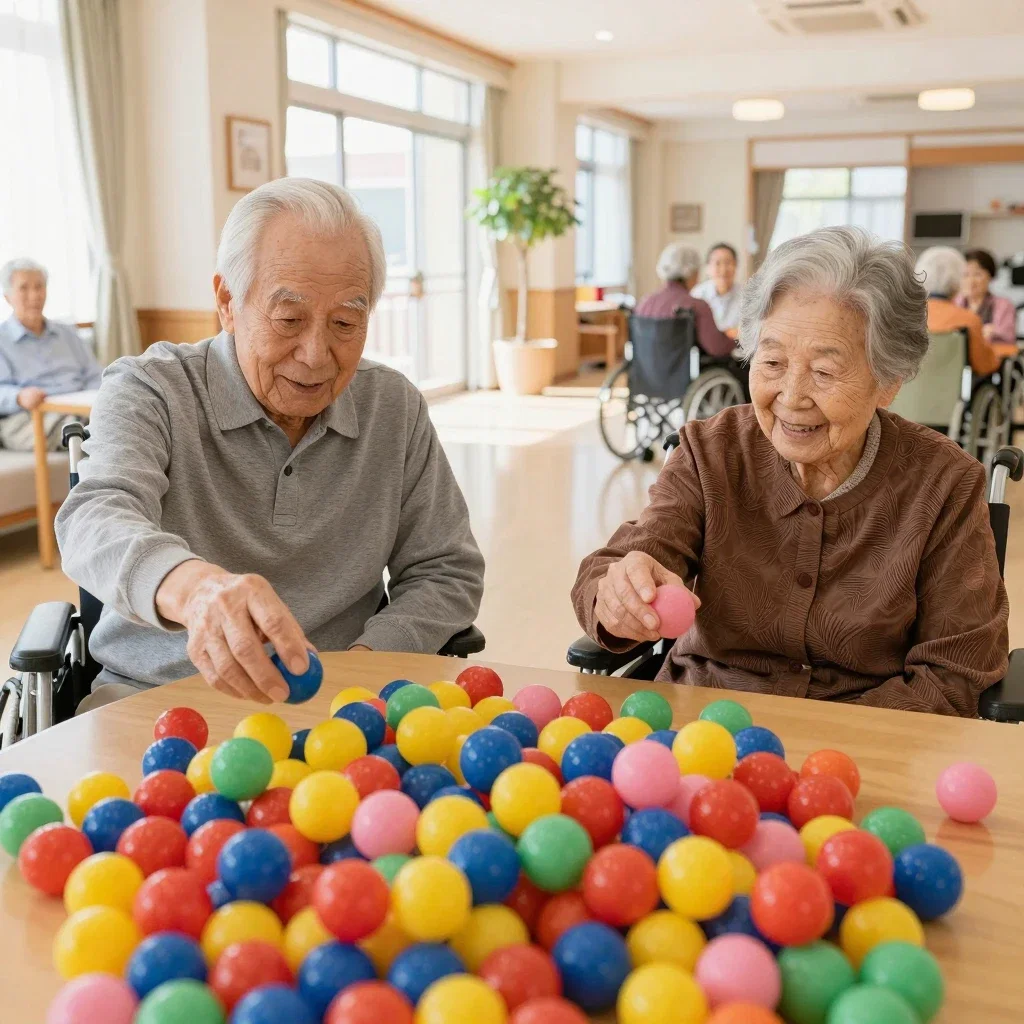 スーパーボールを選ぶおじいちゃんとおばあちゃん