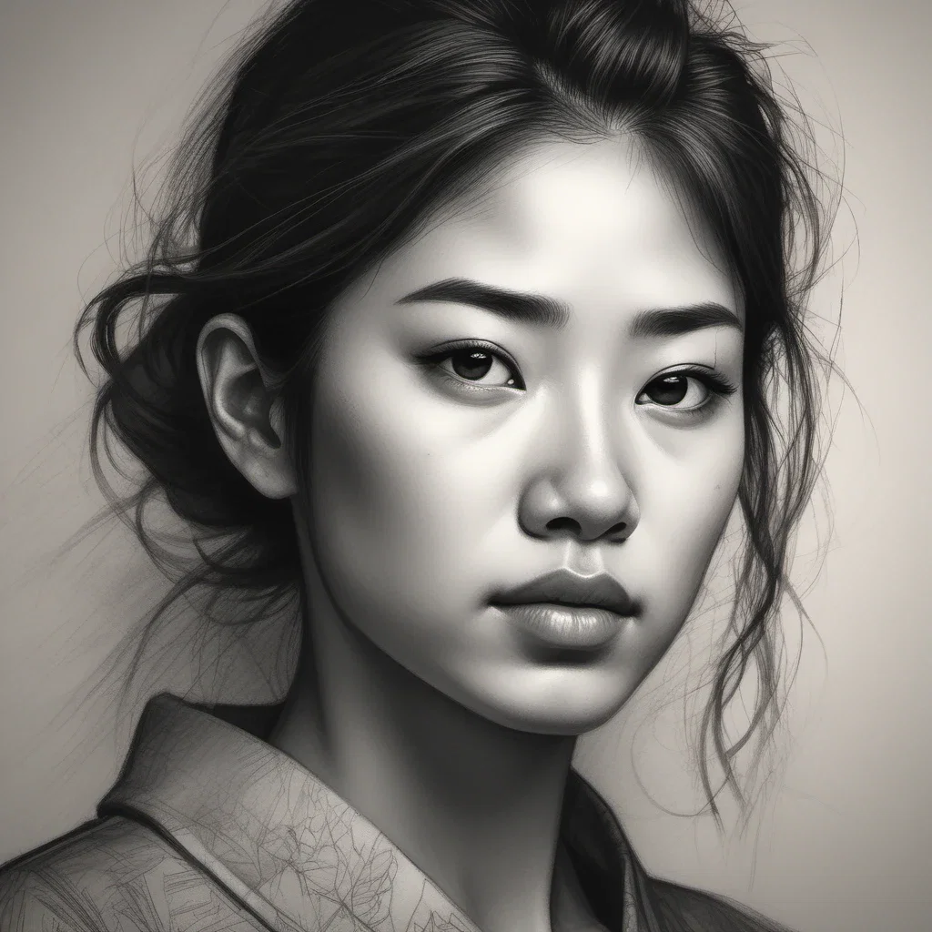 Portrait au Charbon d'une Geisha Moderne