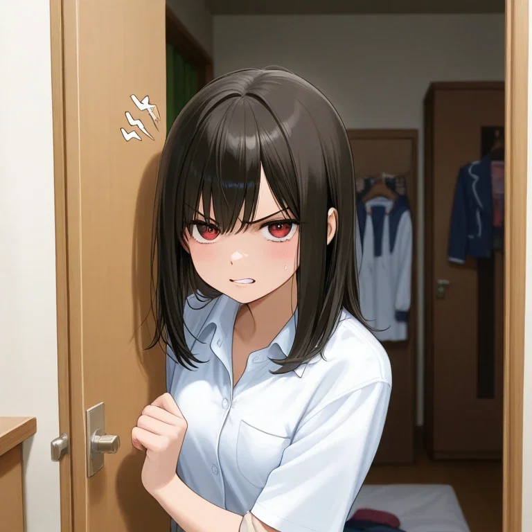 着替えを覗かれ怒る女の子1