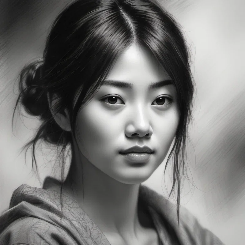 Portrait d'une Jeune Japonaise en Clair-Obscur