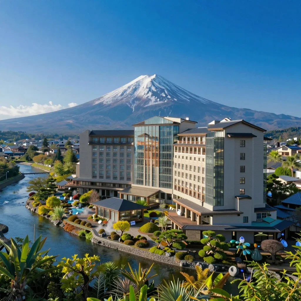 豪華ホテルと富士山