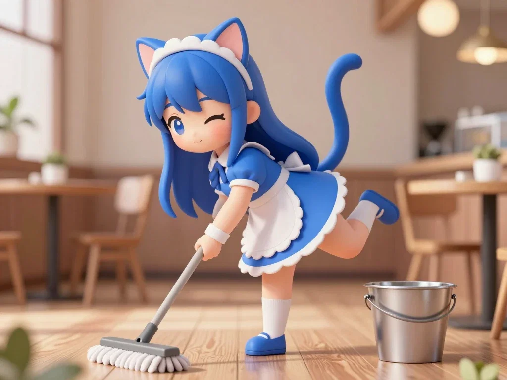 楽しくモップがけ
