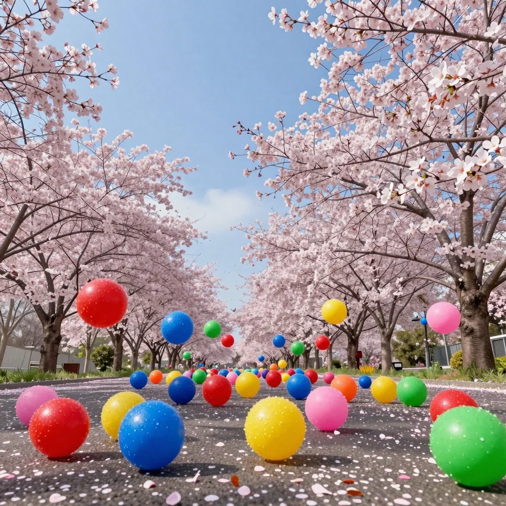 スーパーボールと桜