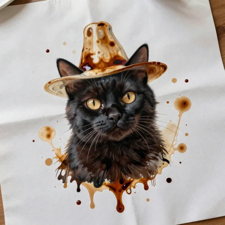 コーヒーのシミで出来た黒い猫