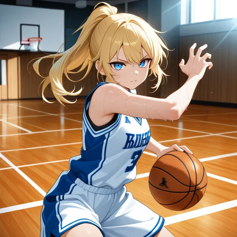 金髪女子バスケ部員の練習の日々