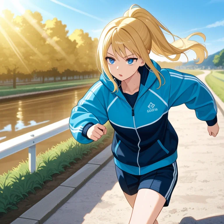 金髪女子バスケ部員の朝練