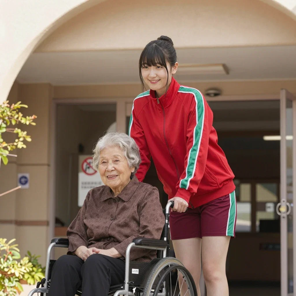 職場体験中の女子高生