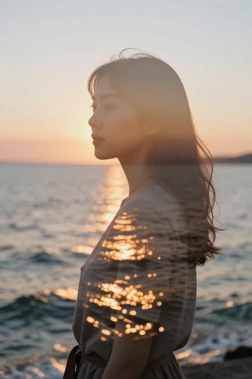 海を見る女性