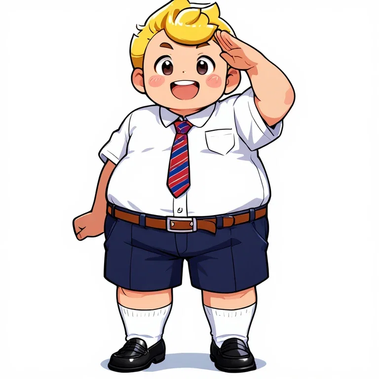 敬礼する少年