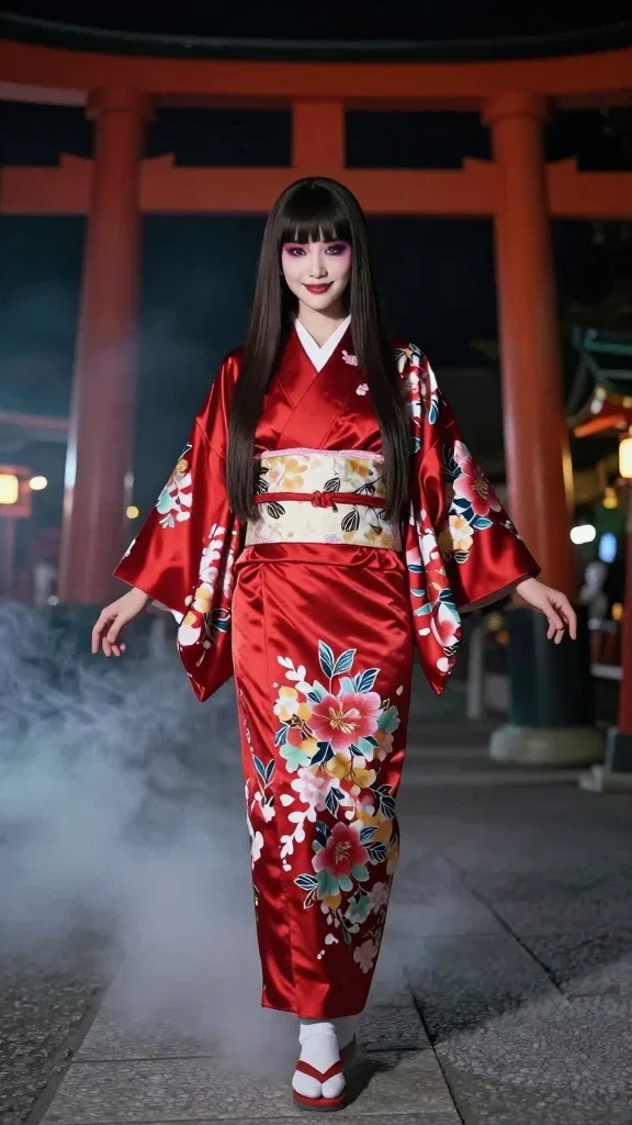 神社に現れた女性の幽霊