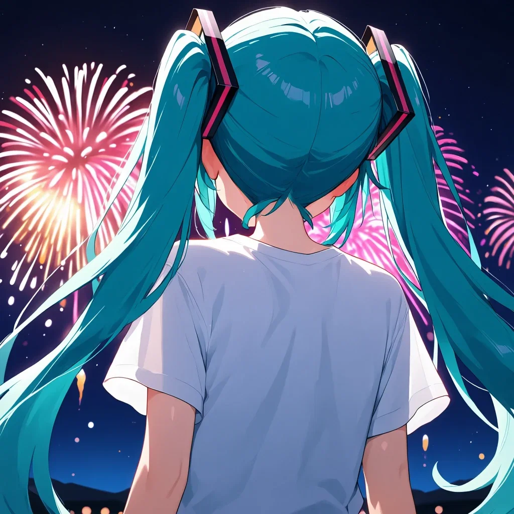 花火見ている初音ミクです。
