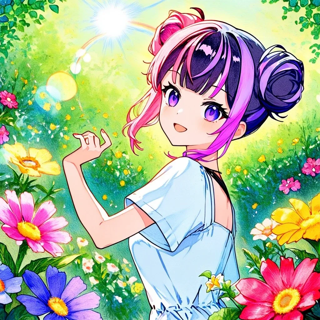 夏の花々とNeta Luminaちゃん
