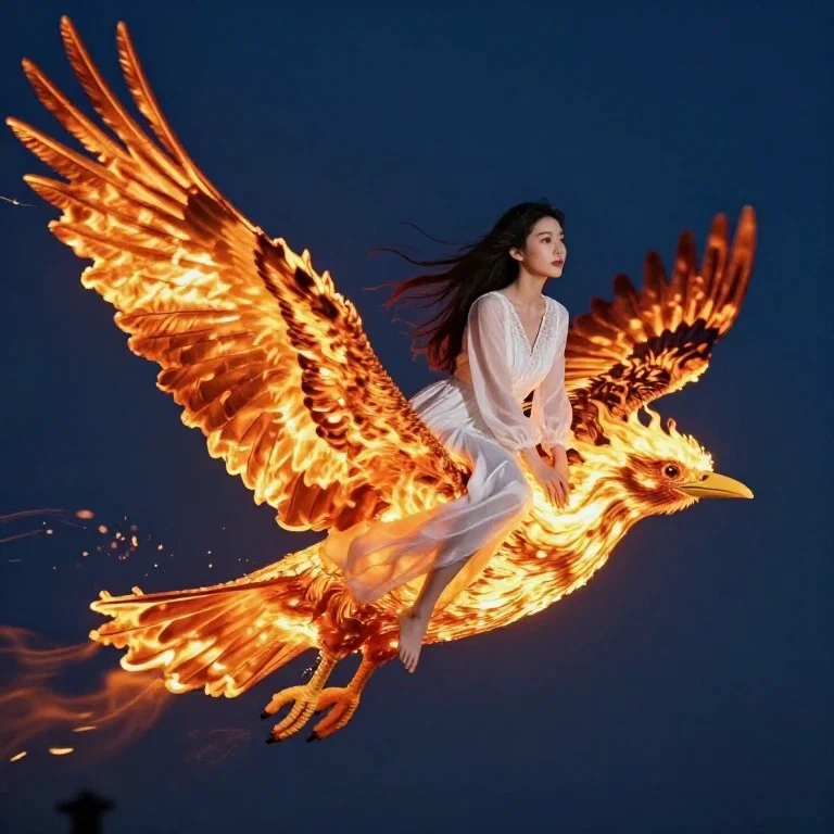 火の鳥に乗る女の子