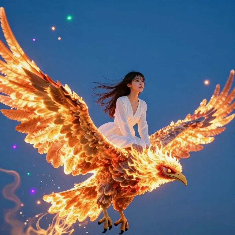 火の鳥に乗る女の子