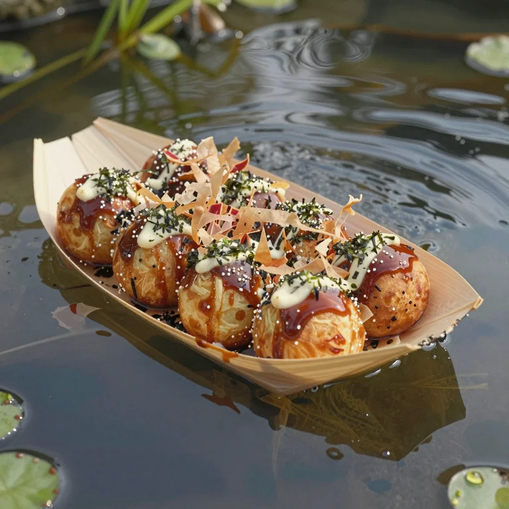 池に浮かぶたこ焼き