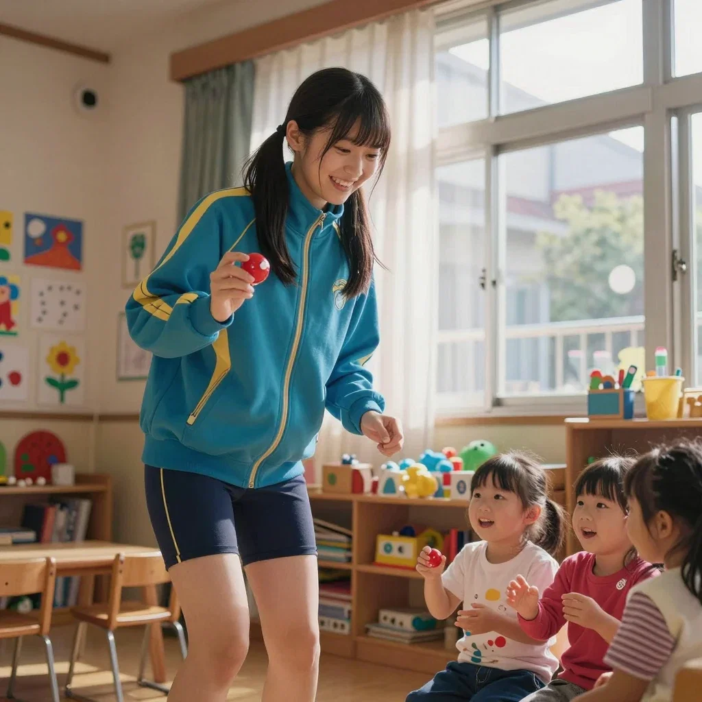 職場体験中の女子高生