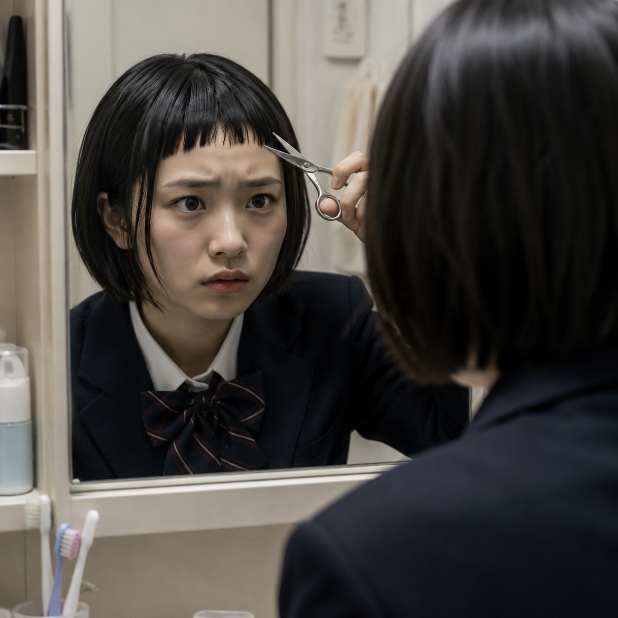 オン眉にするつもりやったんや、、、