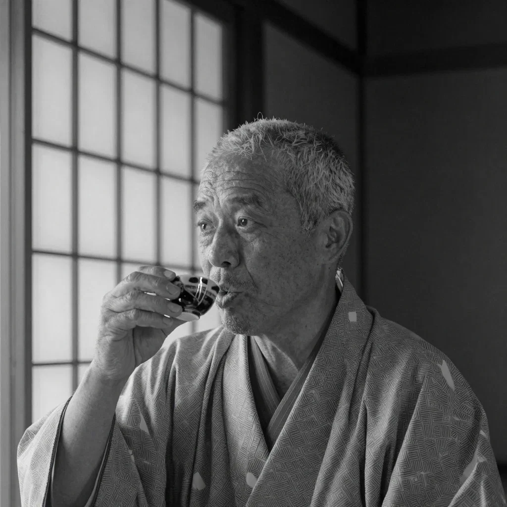 お酒をに飲む男性