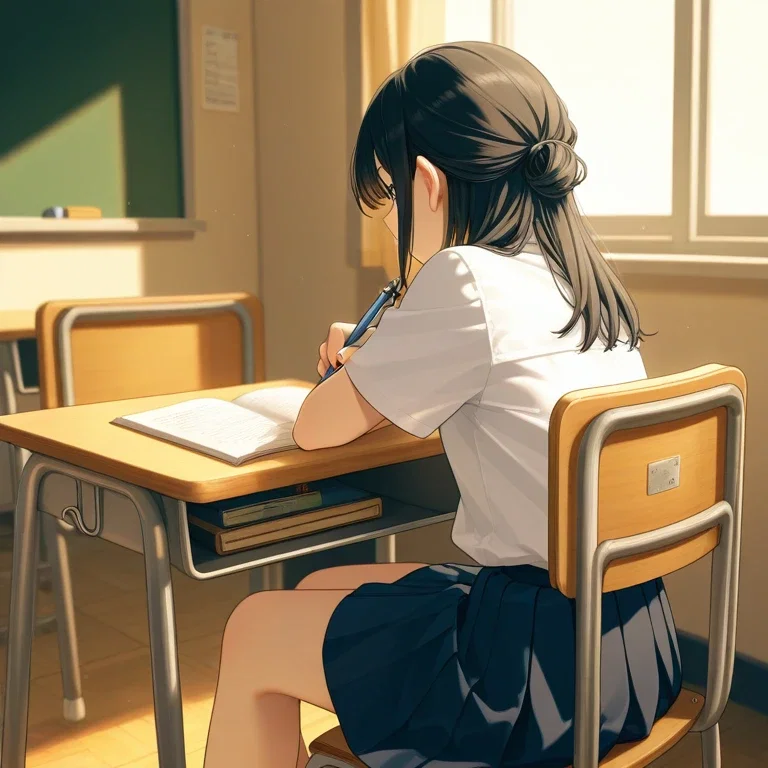 居残り学習する女の子