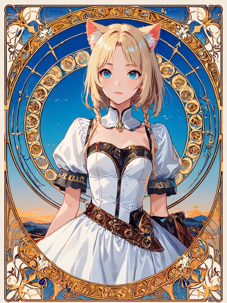 ミュシャ風猫耳少女