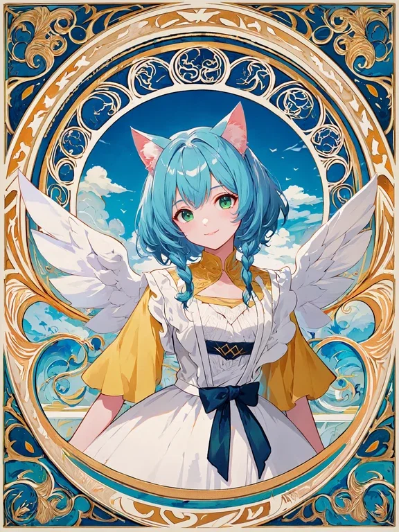 ミュシャ風猫耳少女