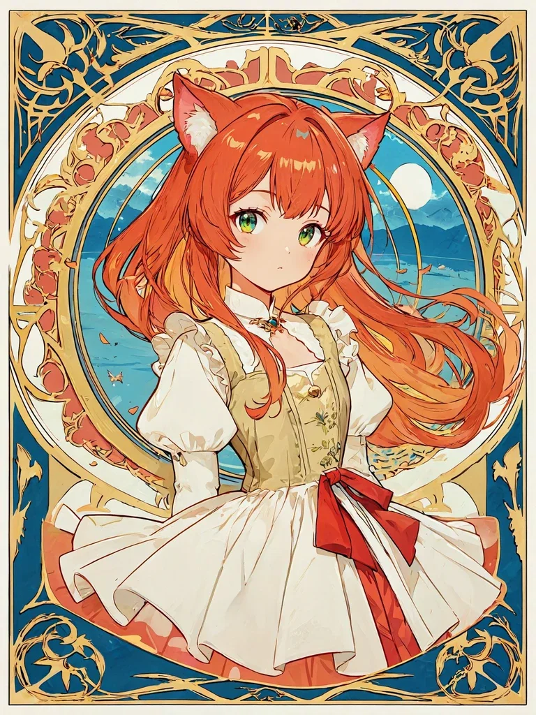 ミュシャ風猫耳少女