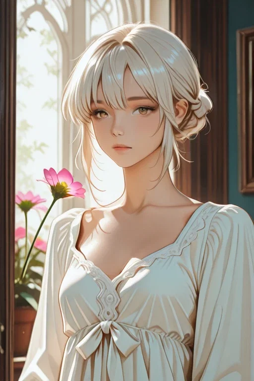 窓辺の白い少女