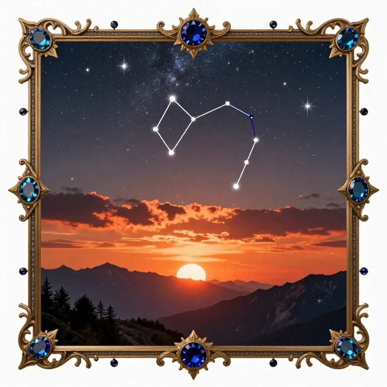 Sonnenuntergang mit Sternzeichen Wassermann