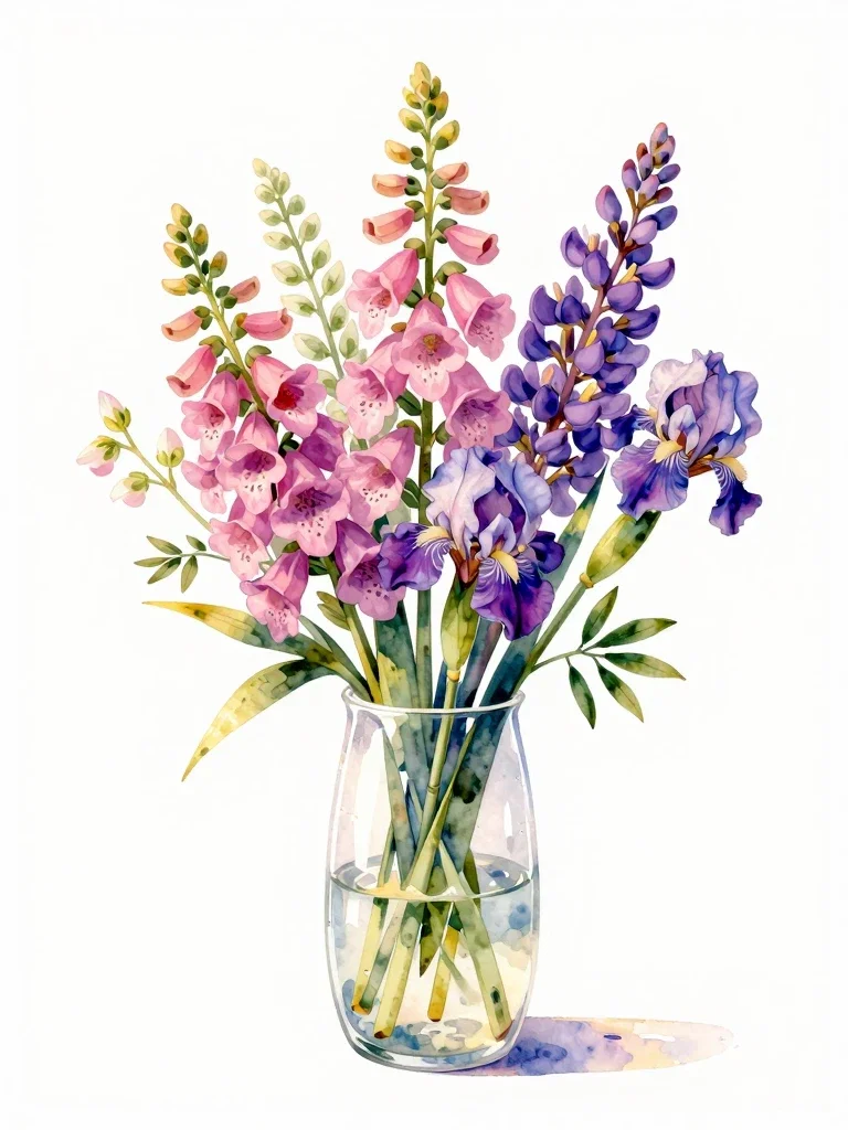 Bouquet de Fleurs en Aquarelle