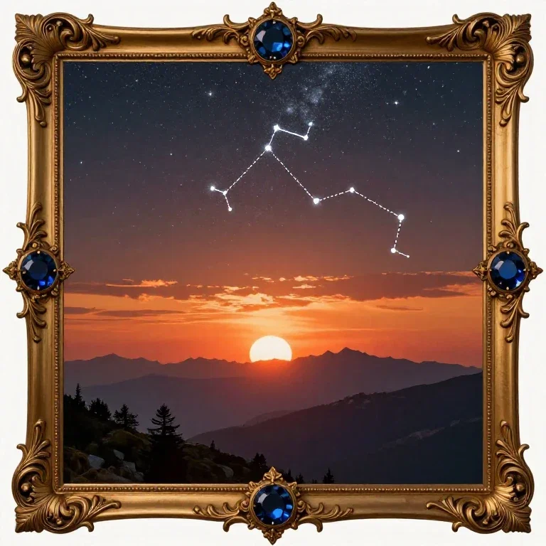Sonnenuntergang mit Sternzeichen Löwe